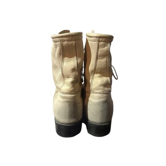 Vintage Acme Cream Leather Ankle Lace Up Western Kiltie Boots Size 6 M - Picture 5 of 7